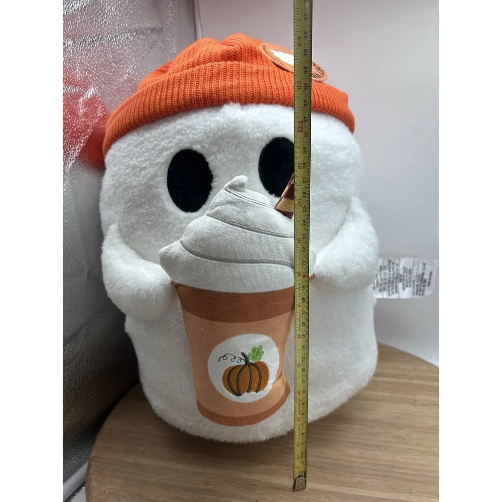 Ghost Pillow with Pumpkin Spice Latte Barista Coffee Viral NEW Plush 16in Tall